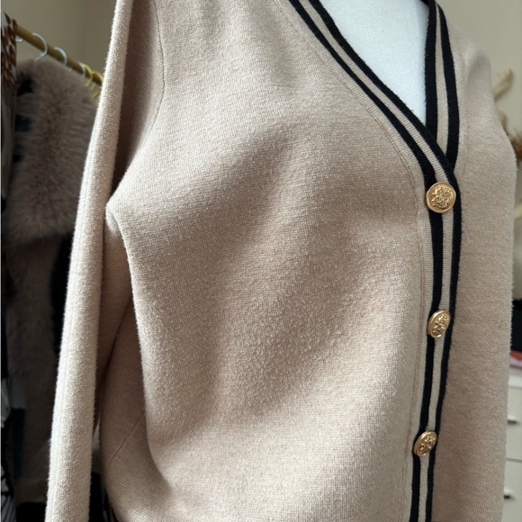 Cyrus Tan Cardigan with Black Accents - Picture 3 of 4